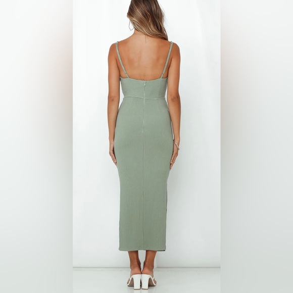 Hello Molly Rooftop Martinis For Two Knit Midi Dress in Sage - Picture 3 of 6